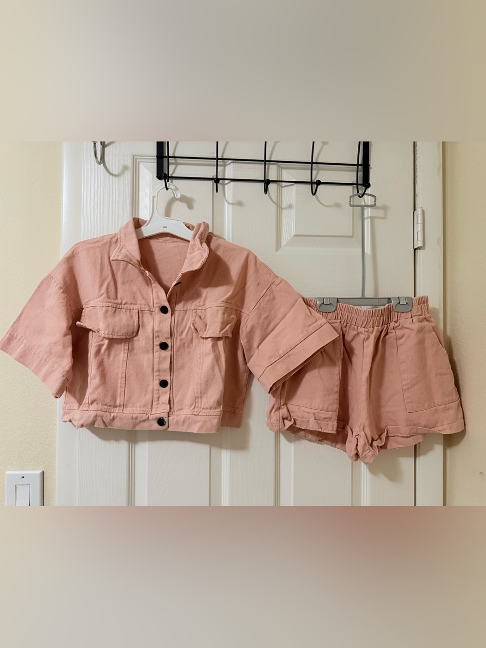 Kids Pink Cropped Jacket and Shorts Set